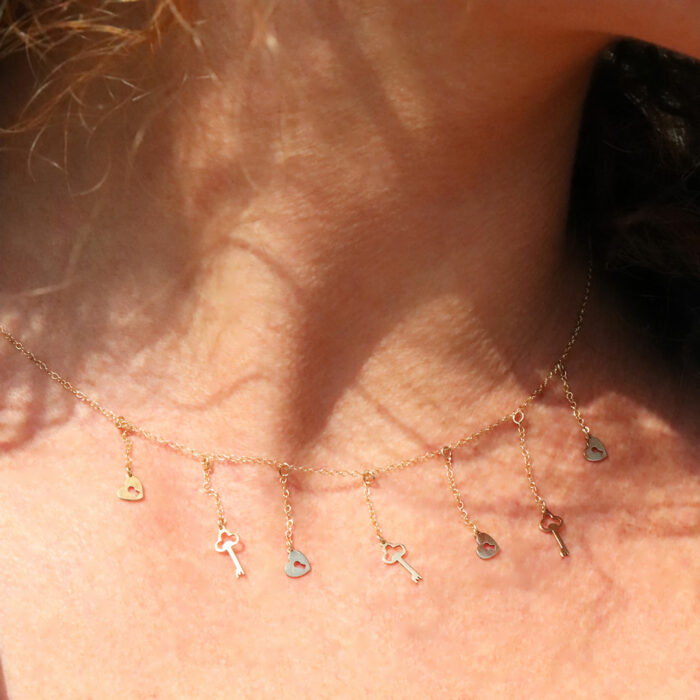 collana pendenti lucchetto e chiave