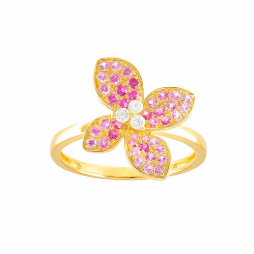 Anello Fiore di Zaffiro Rosa
