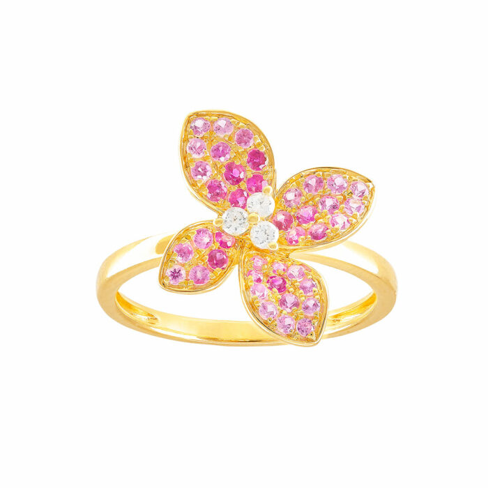 Anello Fiore di Zaffiro Rosa