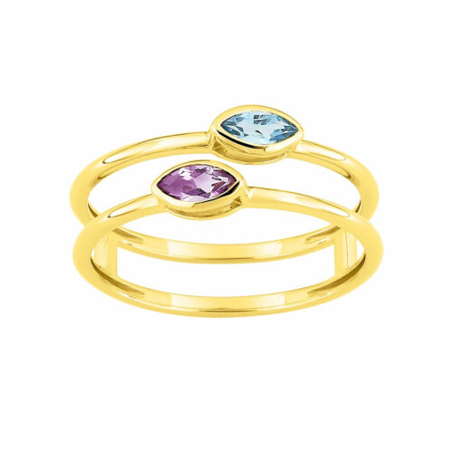 anello con ametista e topazio
