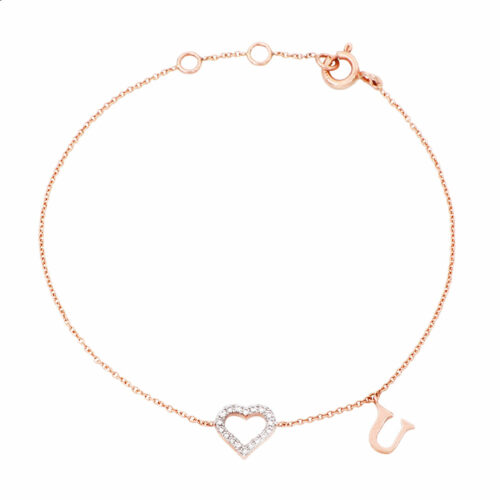 bracciale cuore diamanti oro rosa