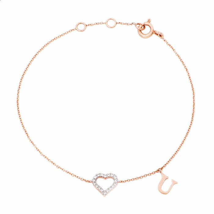 bracciale cuore diamanti oro rosa