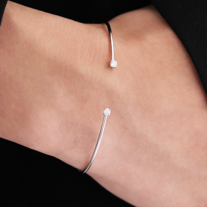 bracciale rigido diamanti oro bianco