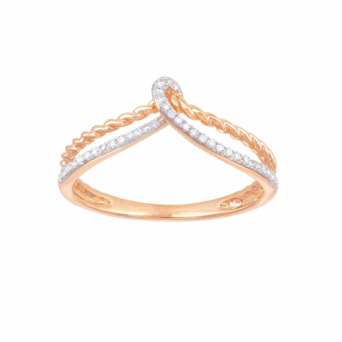 anello con doppio diamante in oro rosa