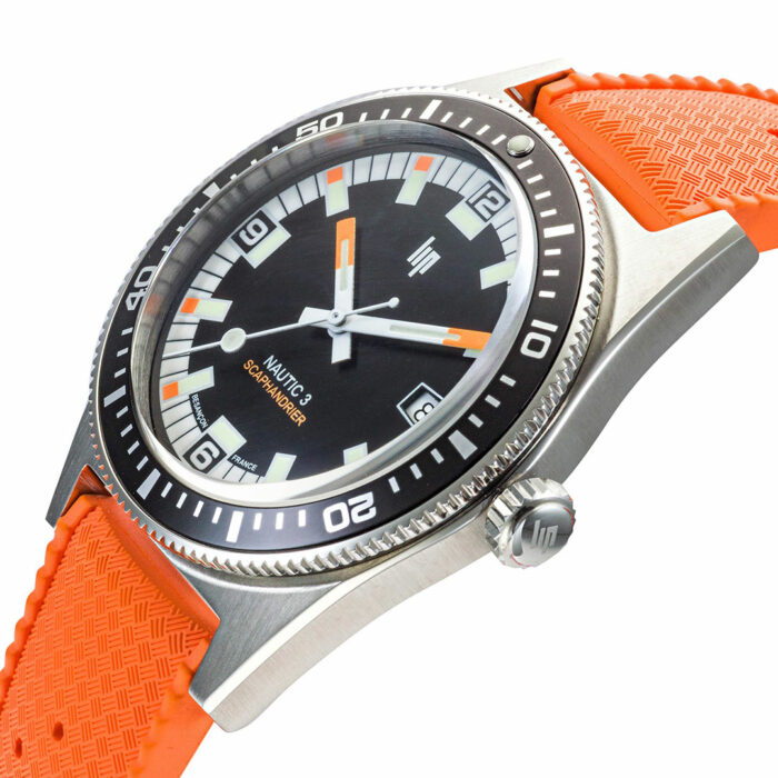 Orologio Lip Nautic 3 Scaphandrier 39 mm Arancia - immagine 2