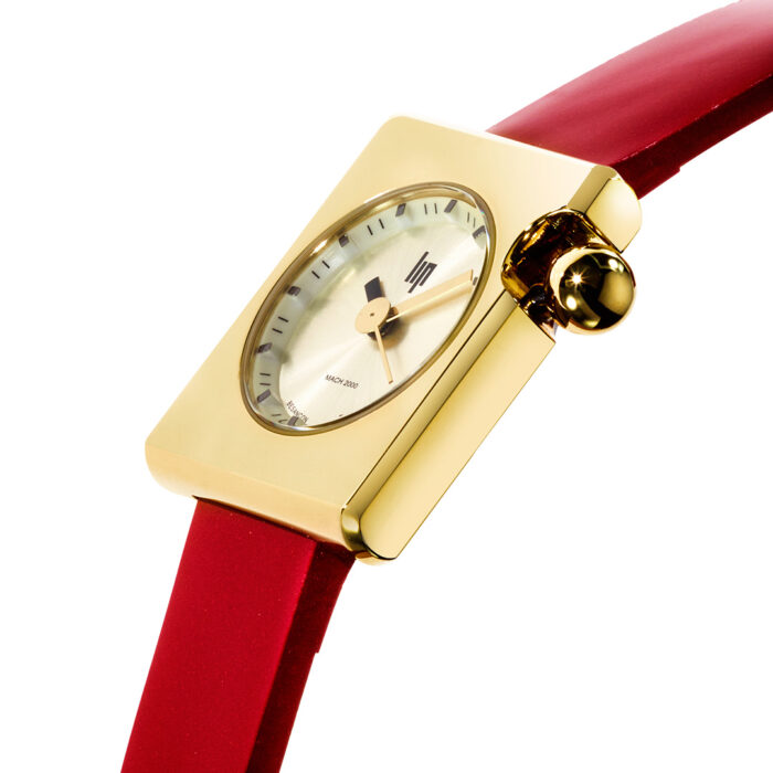 Orologio Lip Mach 2000 Mini Square Rossa Dorato 671186 - immagine 4