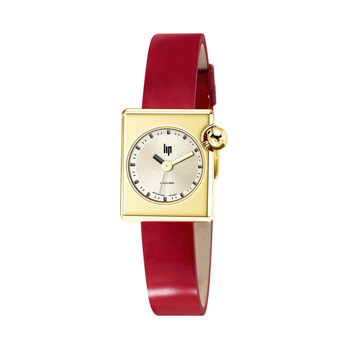 Orologio Lip Mach 2000 Mini Square Rossa Dorato 671186