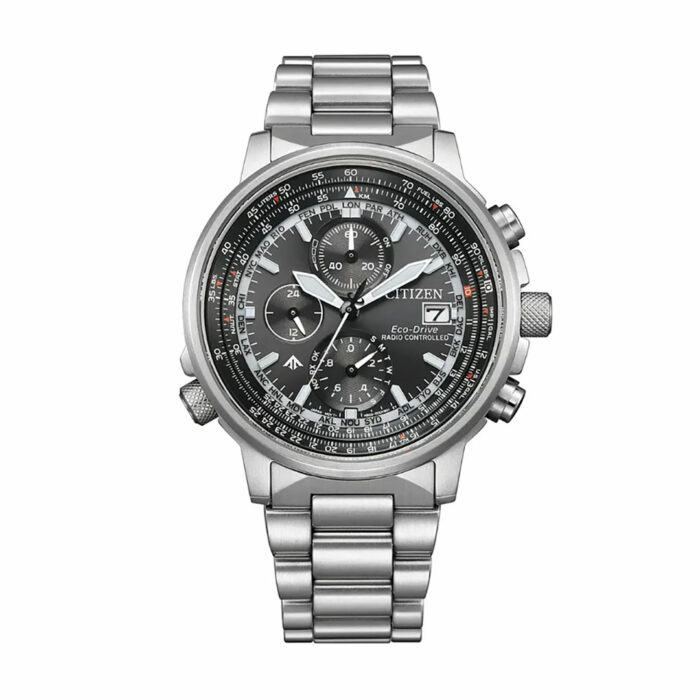 Orologio Citizen Crono Pilot Acciaio Nero AT8300-58E